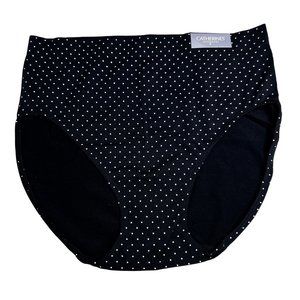 Catherines Intimates Full Brief Panties Underwear size 1X Black Polka Dot NWT
